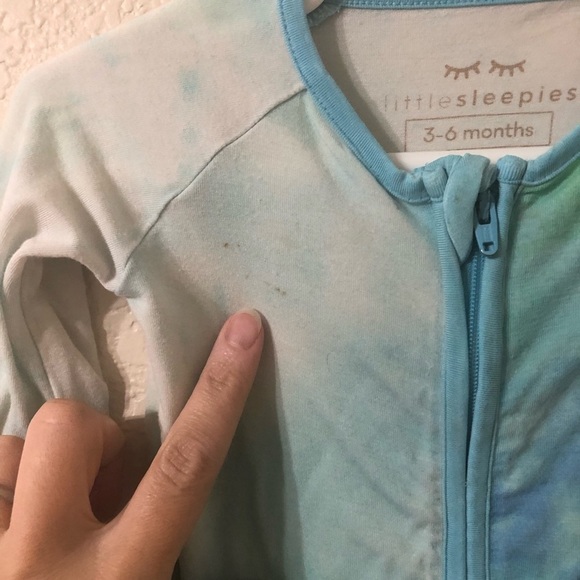 Little Sleepies Tidepool Tie-Dye Zippy Sleeper in Blue & Green - Size 3-6 Months - Picture 3 of 6